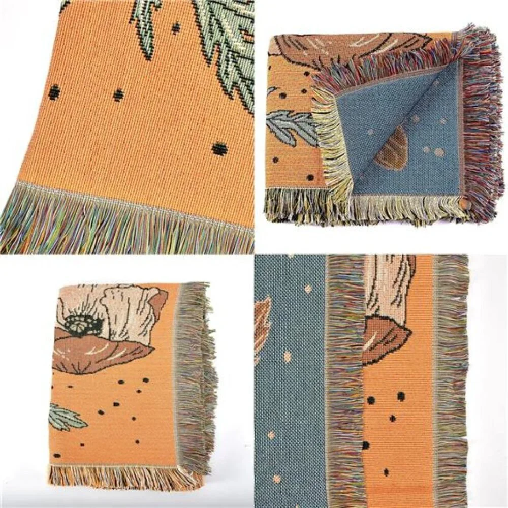 Boho Throw Blanket Reversible Cotton Hippie Room Decor (50'x60')
